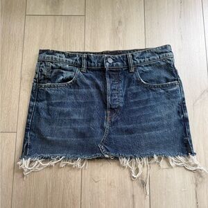 Alexander Wang Blue Frayed Cut Off Mini Denim Skirt. Size 25.